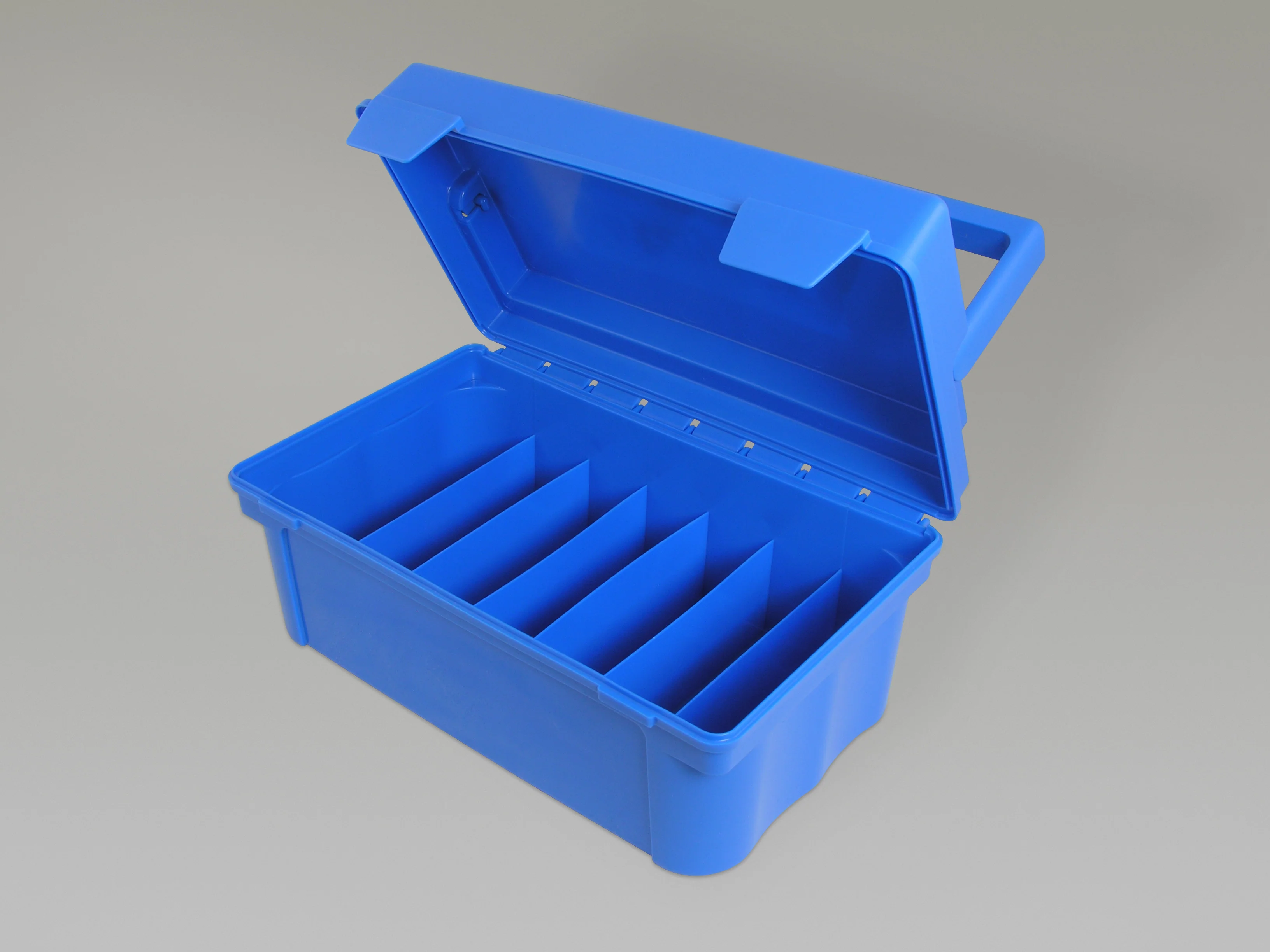 Case, Multipurpose, Ribbed, fits 22 mL/60 mL bottles, 11" w x 7.5" d x 5", plastic, blue