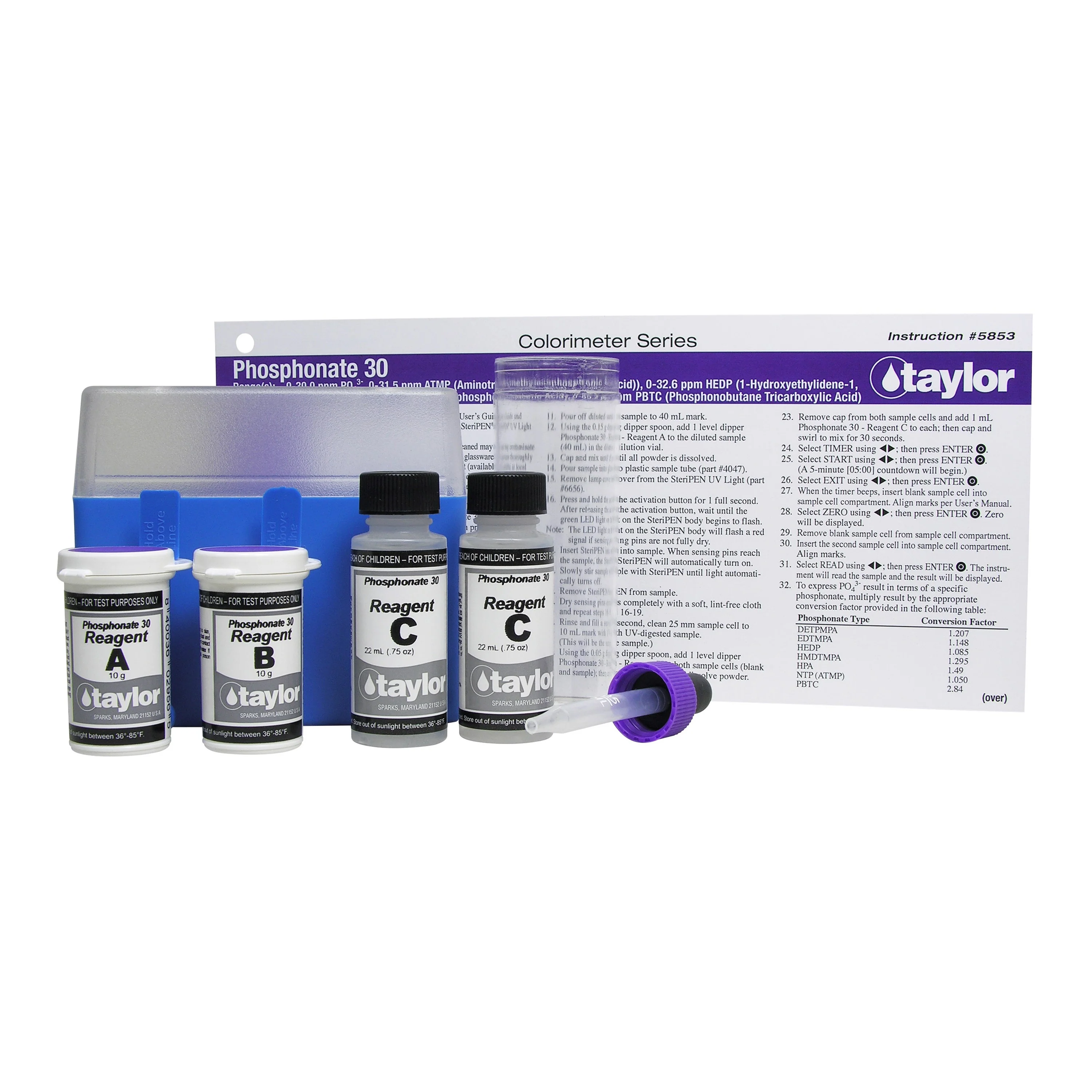 Colorimeter Reagent Pack, Phosphonate, Persulfate-UV Oxidation, 0-30.0 ppm