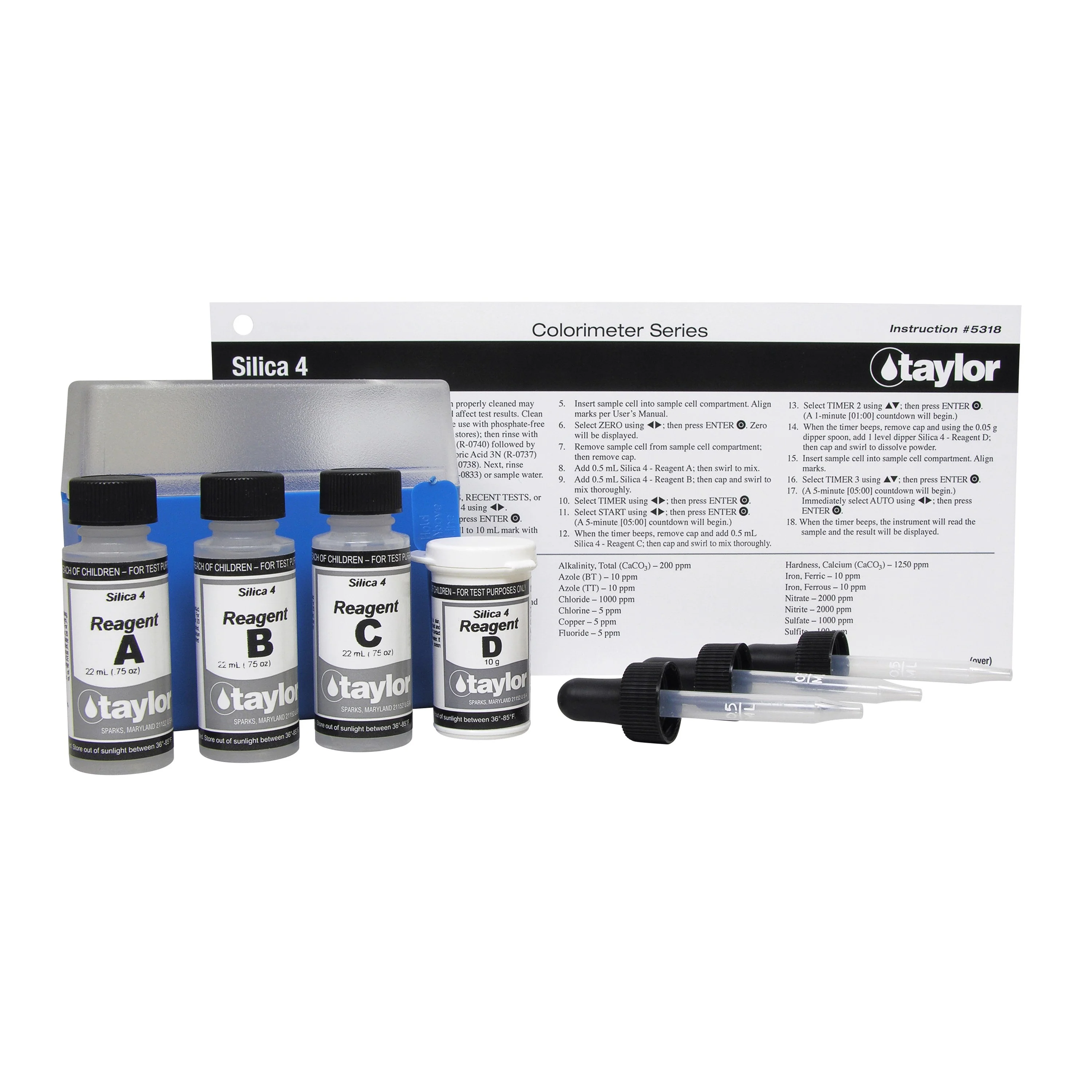 Colorimeter Reagent Pack, Silica, Heteropoly Blue, 0-4.00 ppm