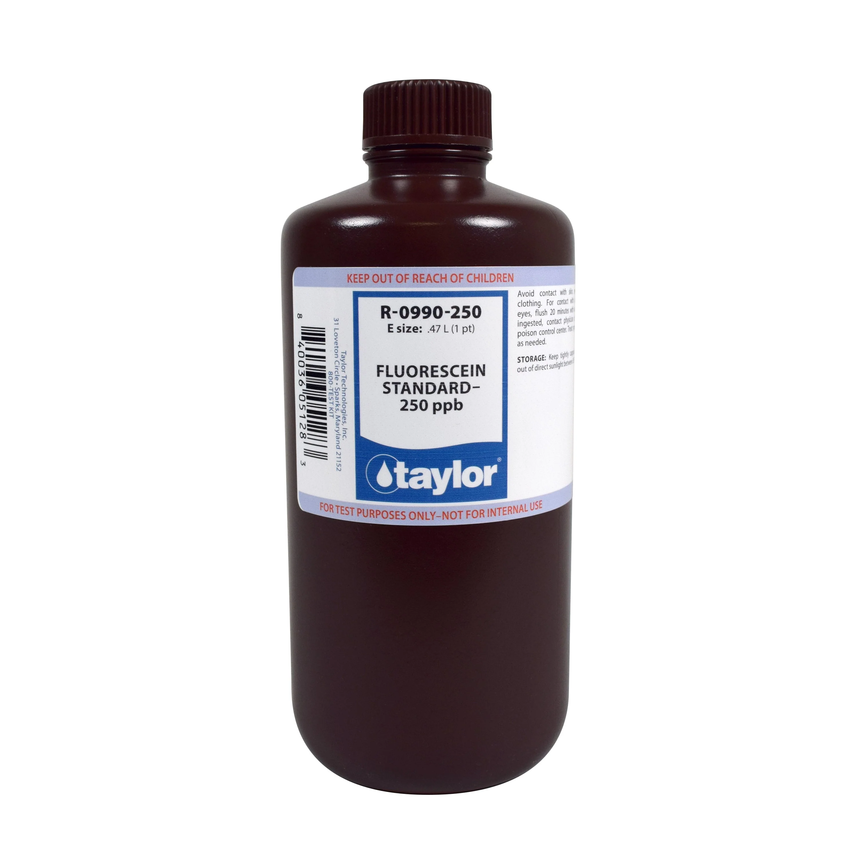 Fluorescein Standard 250 ppb, 16 oz