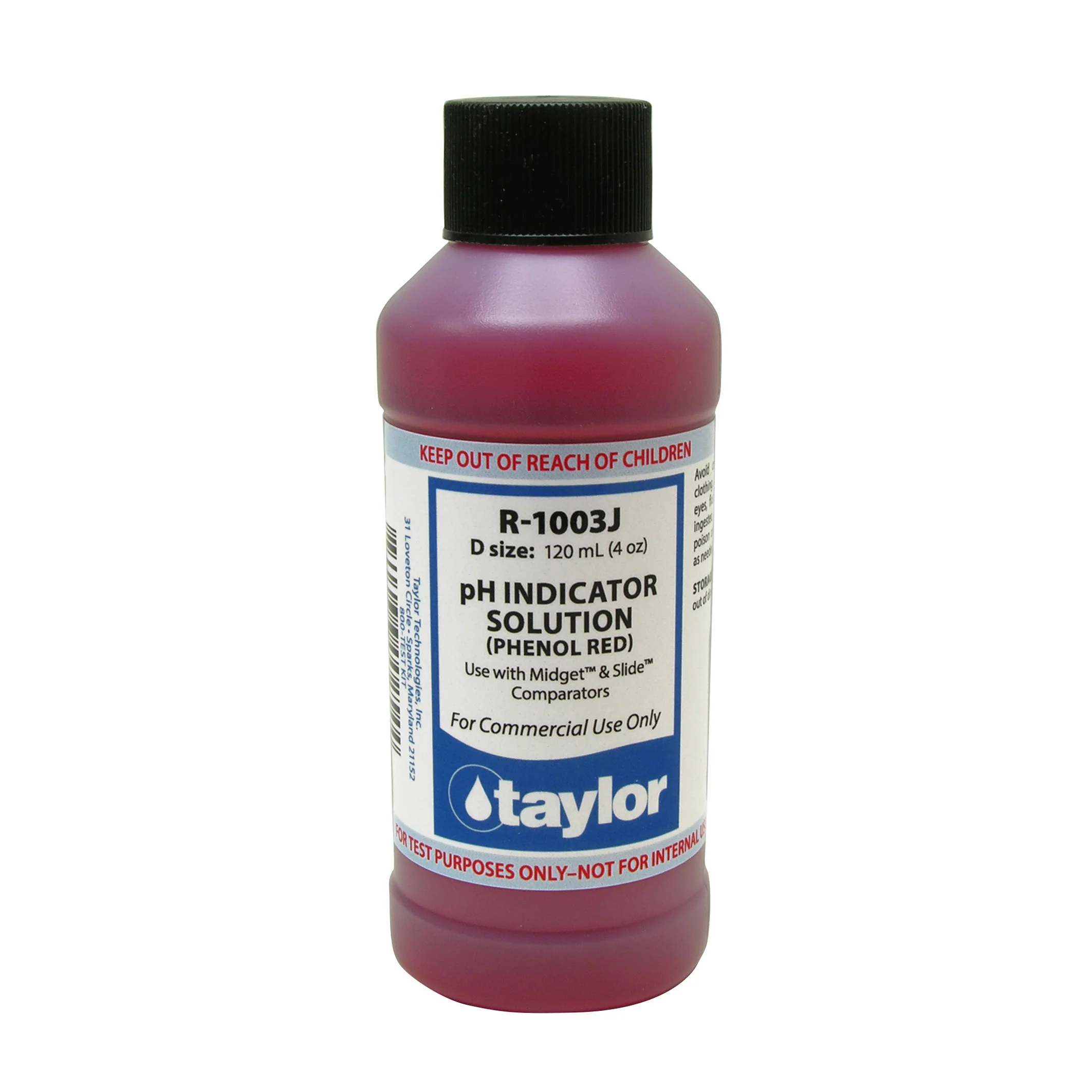 pH Indicator Solution (for Midget & Slide comparators), Phenol Red, 4 oz