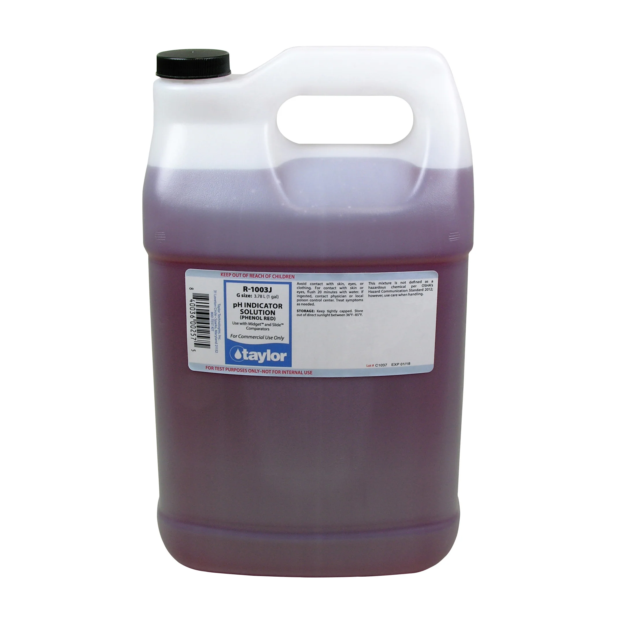 pH Indicator Solution (for Midget & Slide comparators), Phenol Red, gal