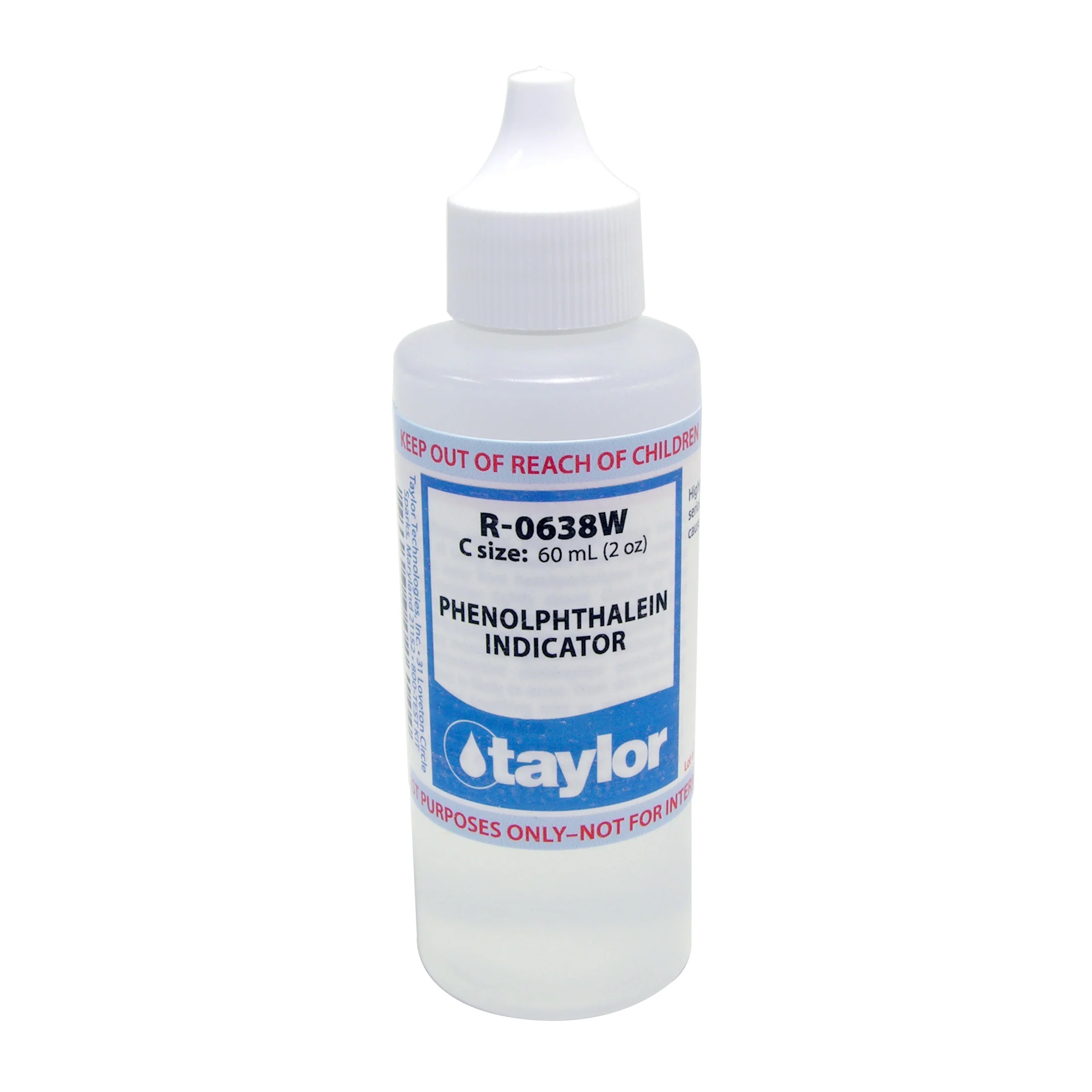 Phenolphthalein Indicator, 2 oz w/ white cap, Dropper Bottle