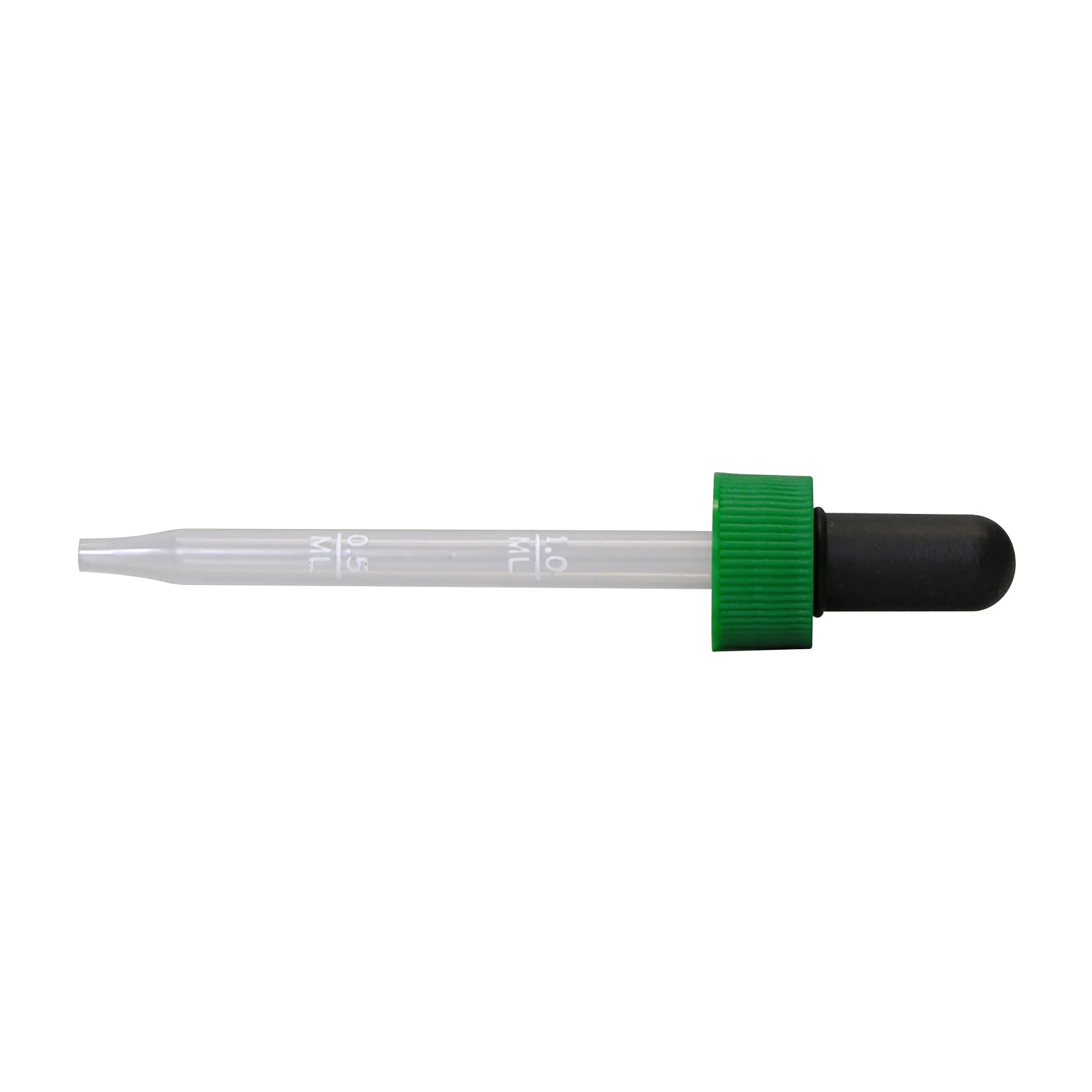 Pipet (eye dropper), Calibrated (0.5 & 1.0 mL) w/ green cap, plastic