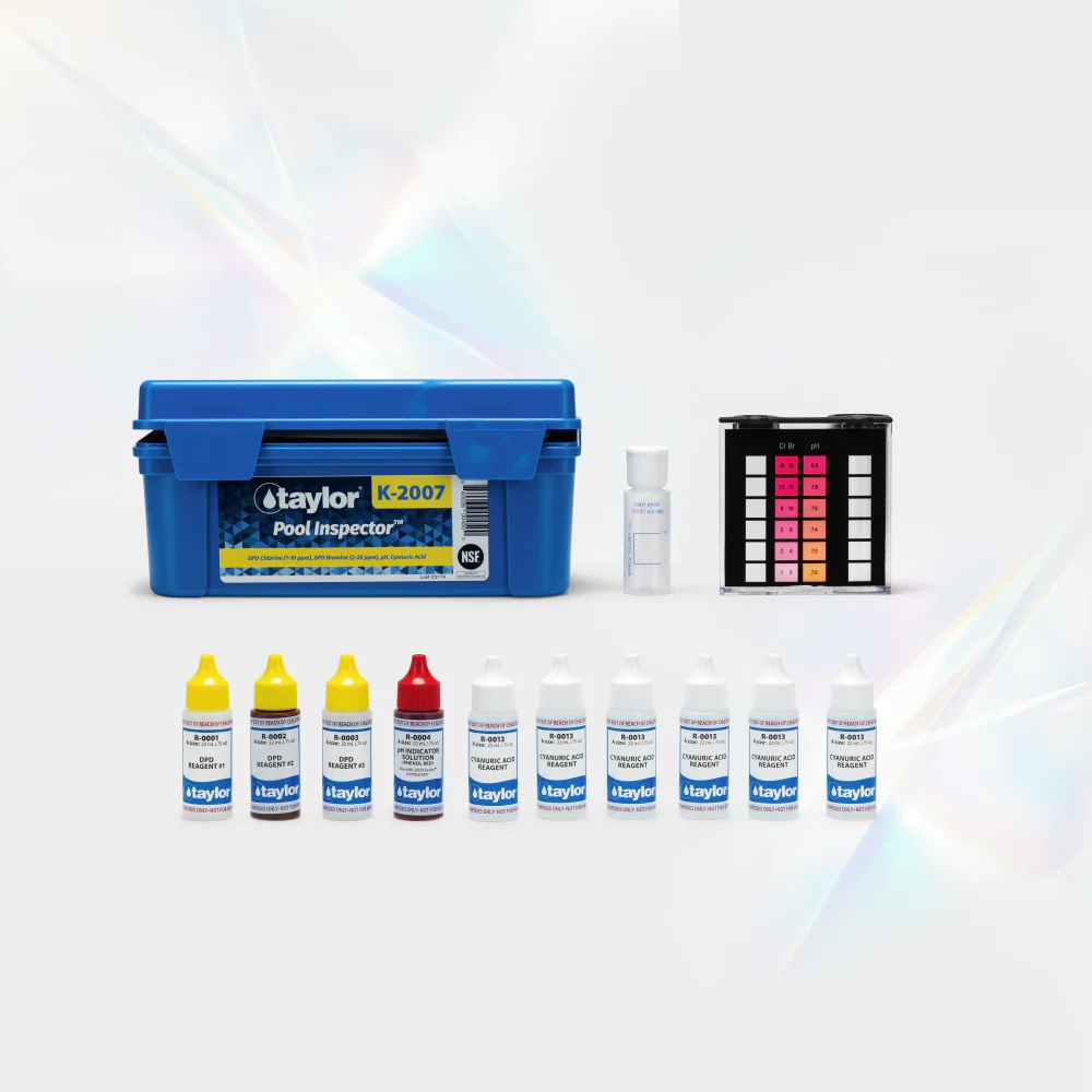 Pool Inspector™ kit for Chlorine/Bromine, pH, CYA (DPD–high range) (.75 oz bottles)