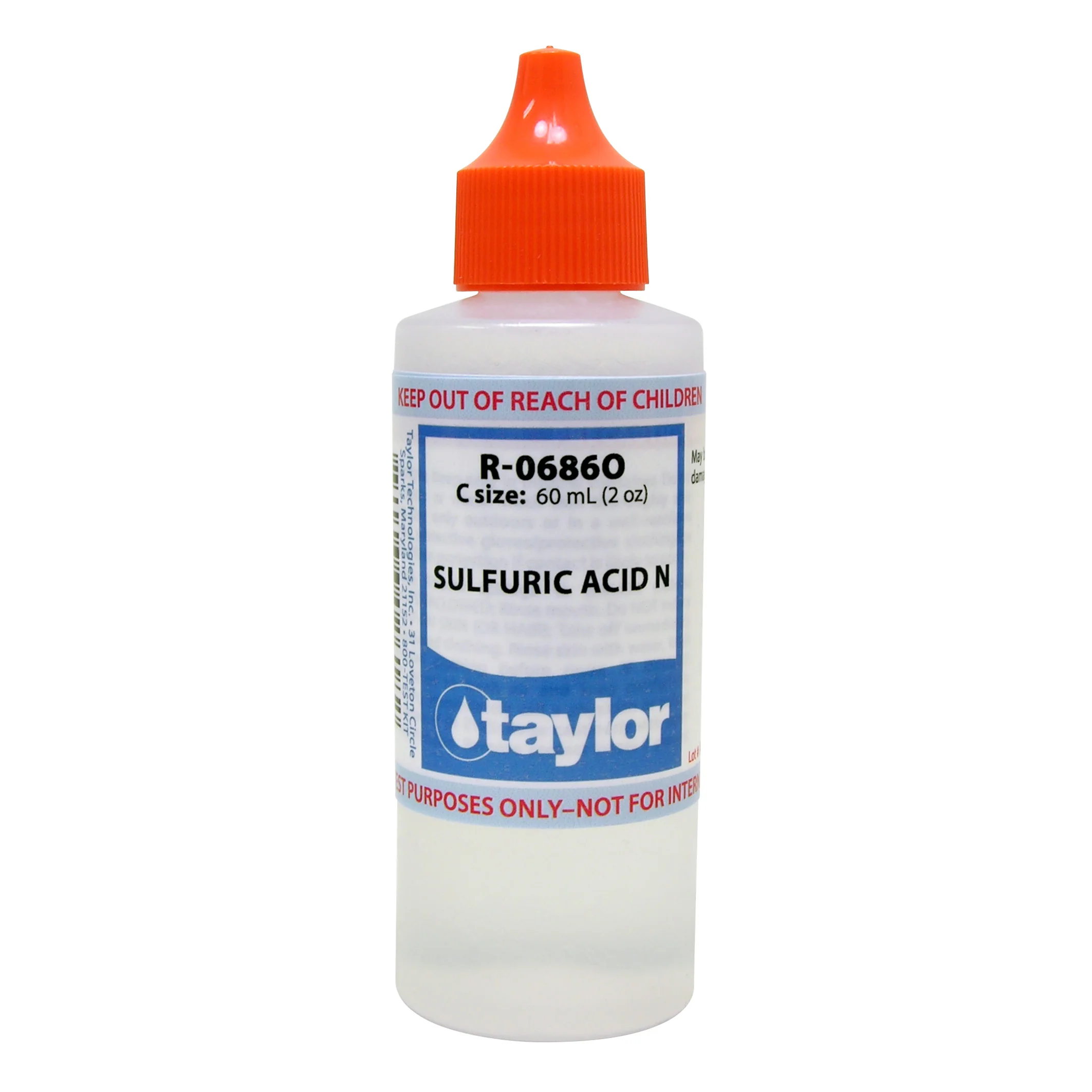 Sulfuric Acid N, 2 oz w/ orange cap, Dropper Bottle
