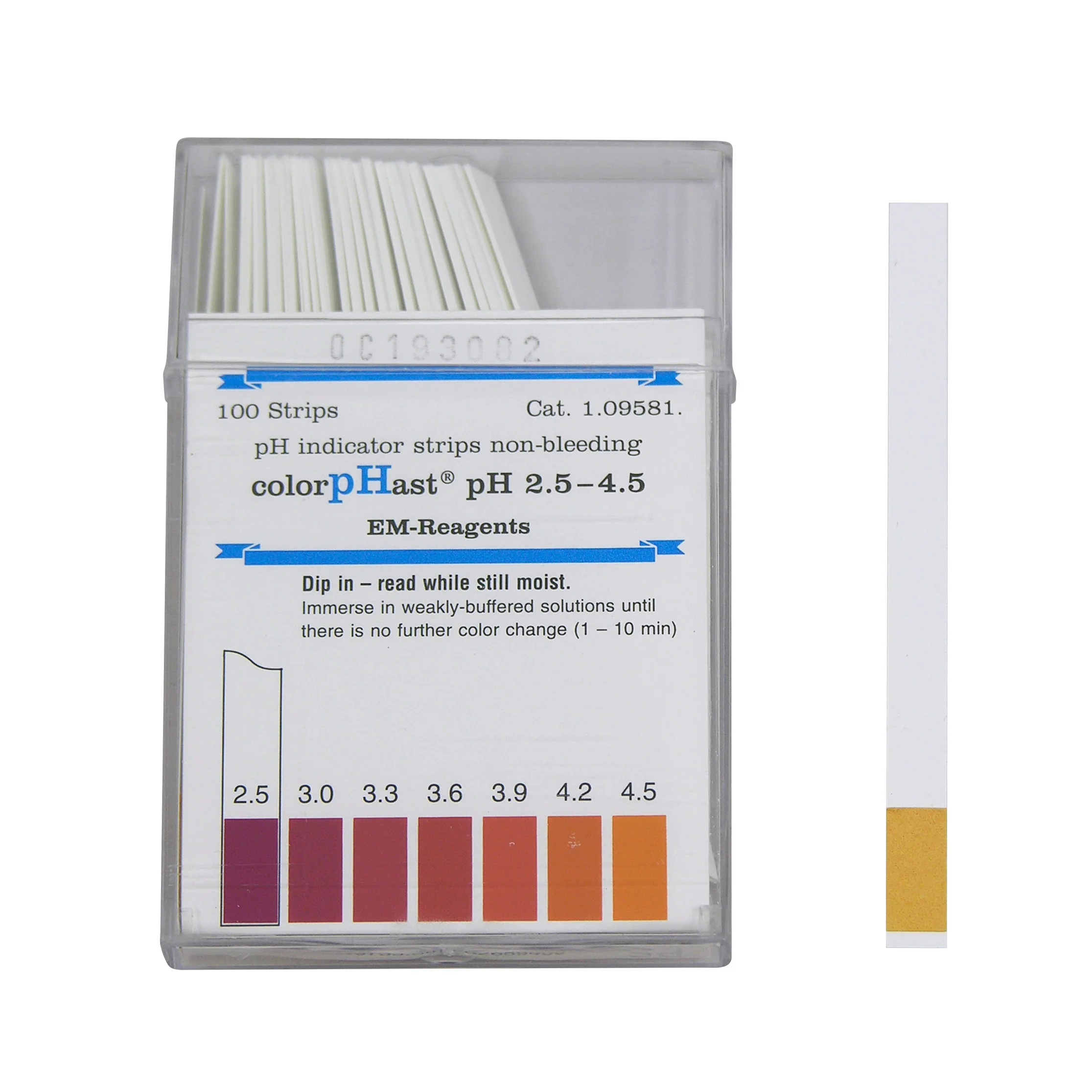 Test Paper, pH, 2.5-4.5, colorpHast®, 100 strips